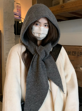 巨好看的帽子女冬季女款2025新款时尚洋气女士冬围巾一体冬天灰色