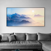 新中式 客厅装 饰日出云海山水画沙发背景墙大气挂画办公室横幅壁画