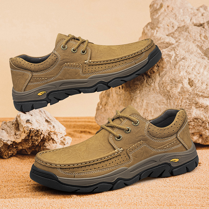 大码户外鞋男45冬季加绒工装鞋46男士真皮厚底登山鞋47加肥48男鞋