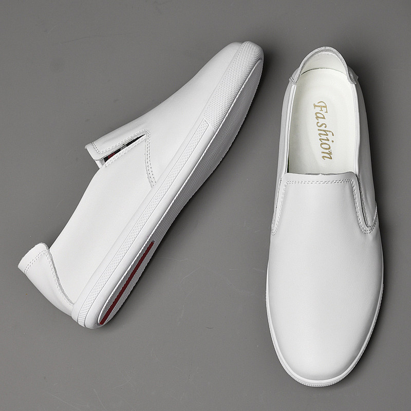 男士小码休闲皮鞋36码37一脚蹬乐福鞋男款真皮软底帆船鞋大码4546