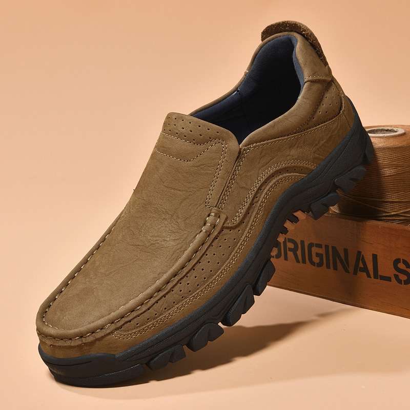 真皮爸爸鞋男45软底46户外休闲鞋47男士48宽脚49加肥男鞋特大码50