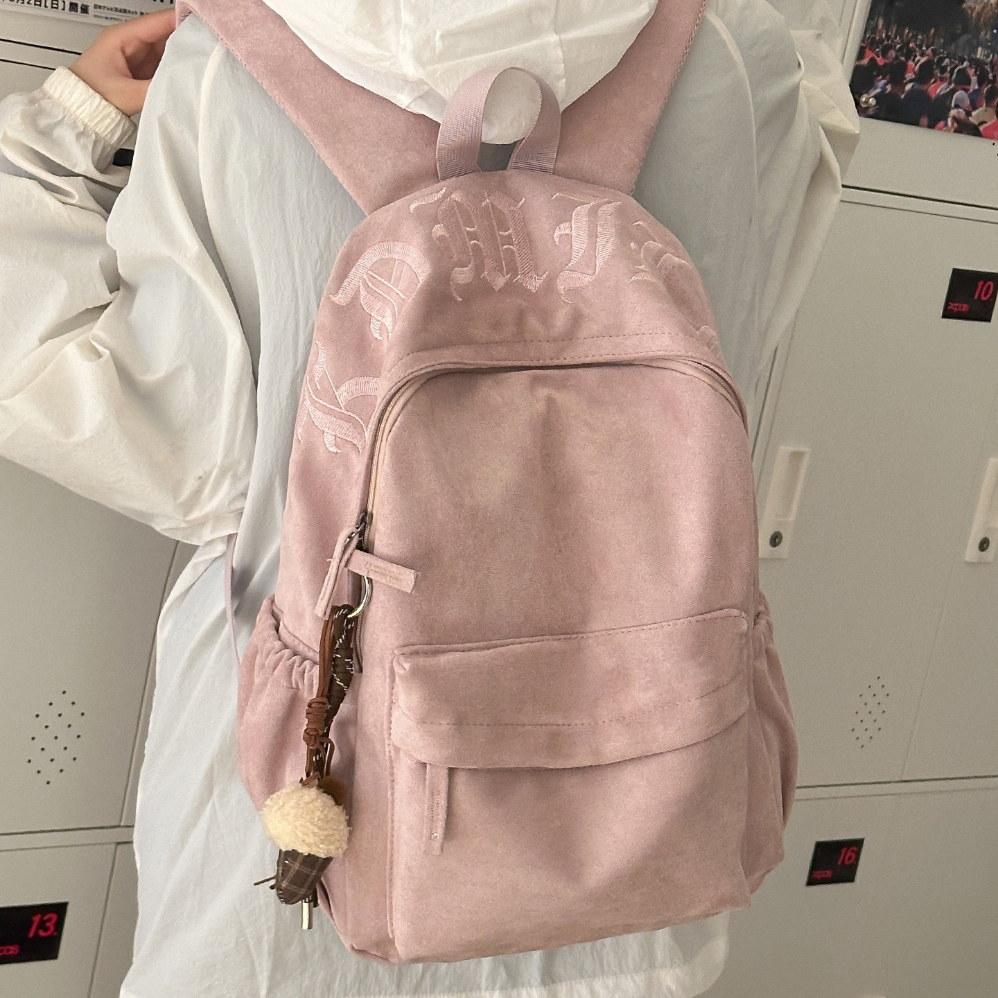 高级感麂皮绒双肩包女纯色书包女大学生高颜值简约风14寸电脑背包,箱包皮具/热销女包/男包,双肩背包,淘宝优惠券,粉丝福利购,淘宝优惠卷