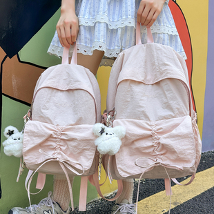 高颜值少女心书包女初中生大容量双肩包女高中大学生蝴蝶结小背包