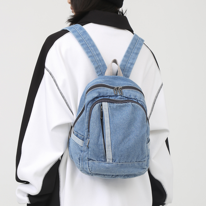 牛仔布迷你小书包女韩版学生帆布双肩包2022新款森系夏天旅行背包