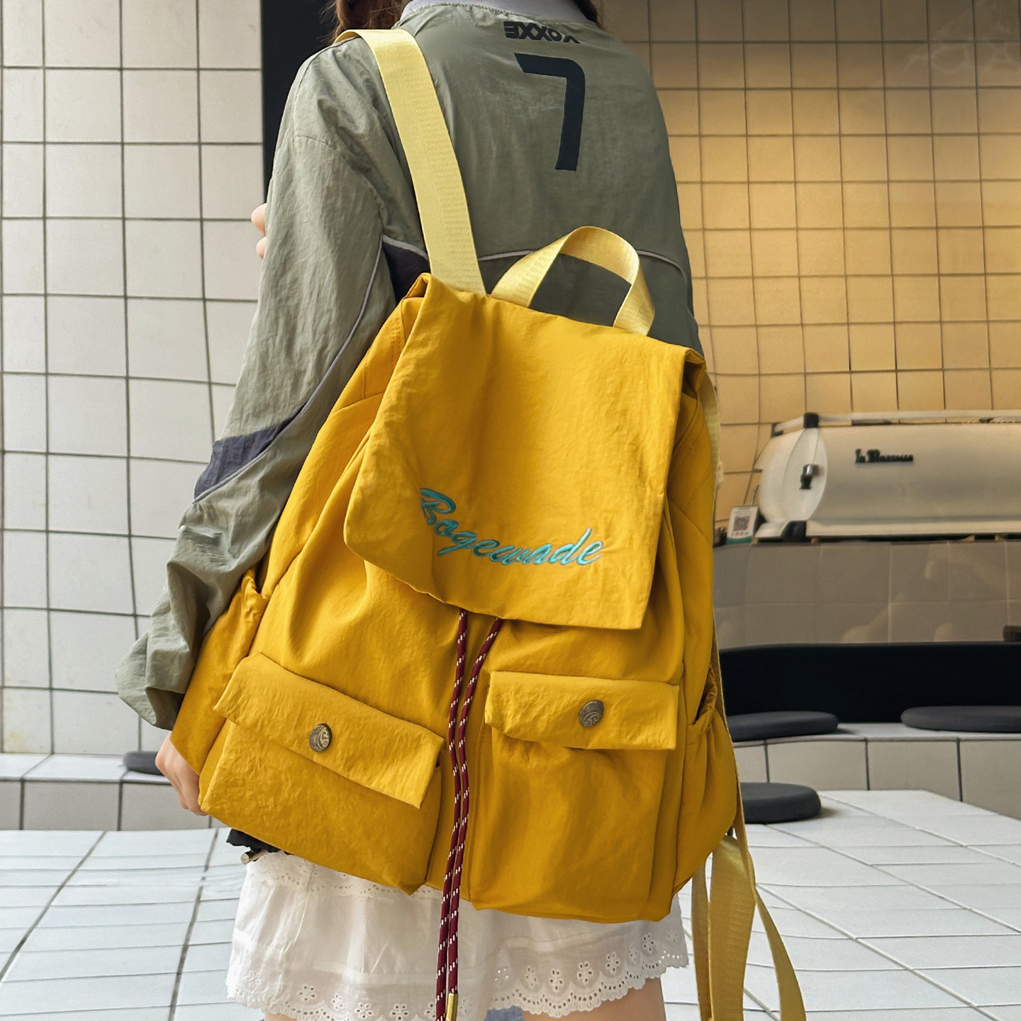 ins慵懒风束口双肩包女高中大学生轻便户外登山包出游背包女书包,箱包皮具/热销女包/男包,双肩背包,淘宝优惠券,粉丝福利购,淘宝优惠卷