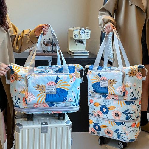 可套拉杆行李包扩容带滑轮旅行包