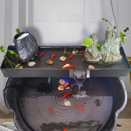 鱼缸流水摆件过滤器循环水池净水养鱼造景装饰创意景德镇陶瓷