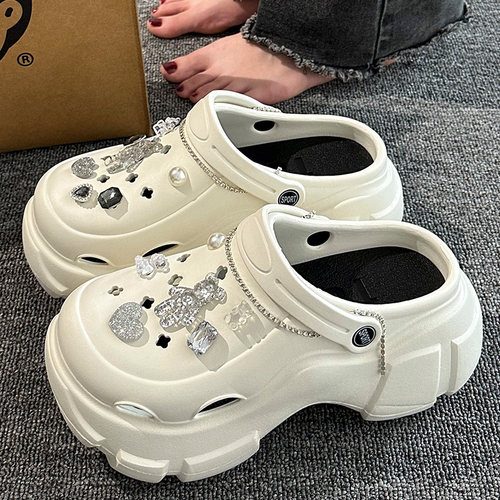 8cm厚底增高洞洞鞋女款