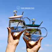 少女心耐热玻璃杯子女高颜值办公室泡花茶杯咖啡杯家用水杯带盖勺