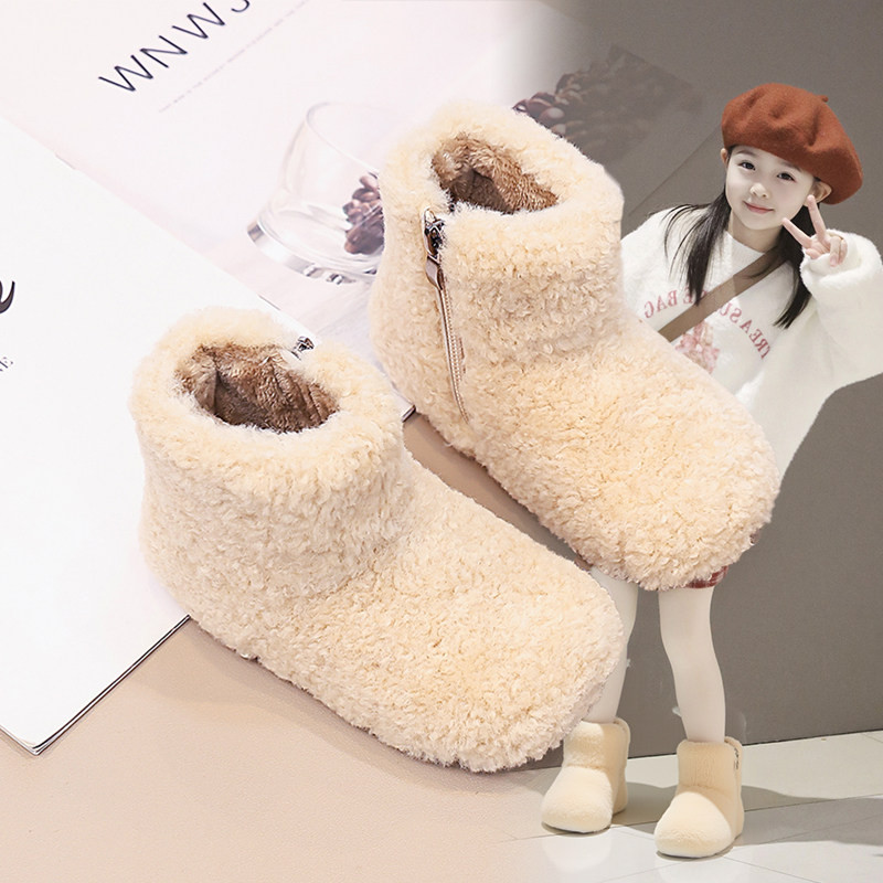 儿童2025冬季新款加绒加厚毛鞋女冬季保暖雪地靴可爱卷毛短靴棉鞋,童鞋/婴儿鞋/亲子鞋,棉靴,淘宝优惠券,粉丝福利购,淘宝优惠卷