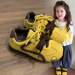 女童鞋子春季2026新款儿童运动鞋女宝德训鞋黄色板鞋宝宝鞋休闲鞋