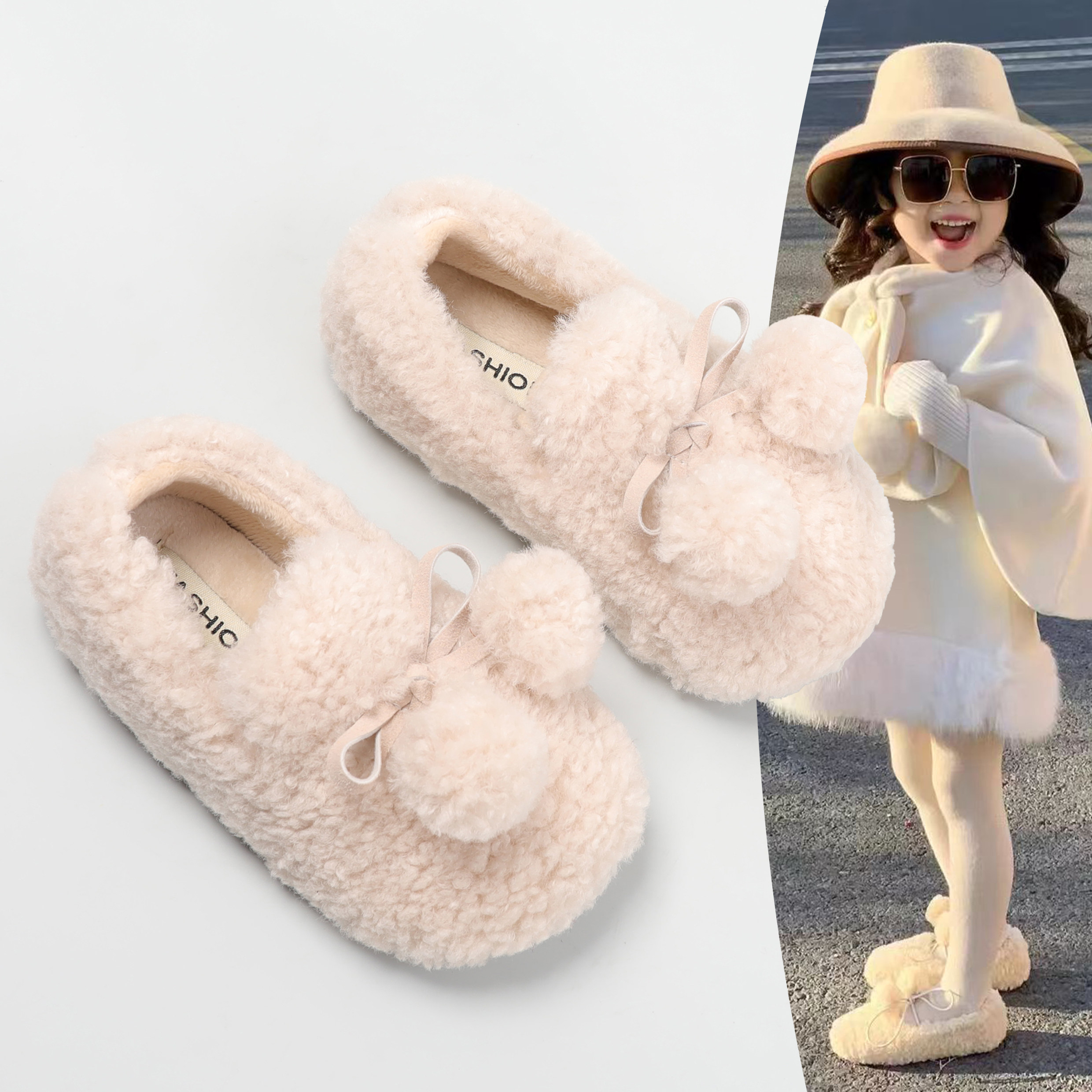 毛毛鞋女童羊羔毛公主棉鞋秋冬季新款女宝宝加绒加厚豆豆鞋子软底,童鞋/婴儿鞋/亲子鞋,棉鞋,淘宝优惠券,粉丝福利购,淘宝优惠卷