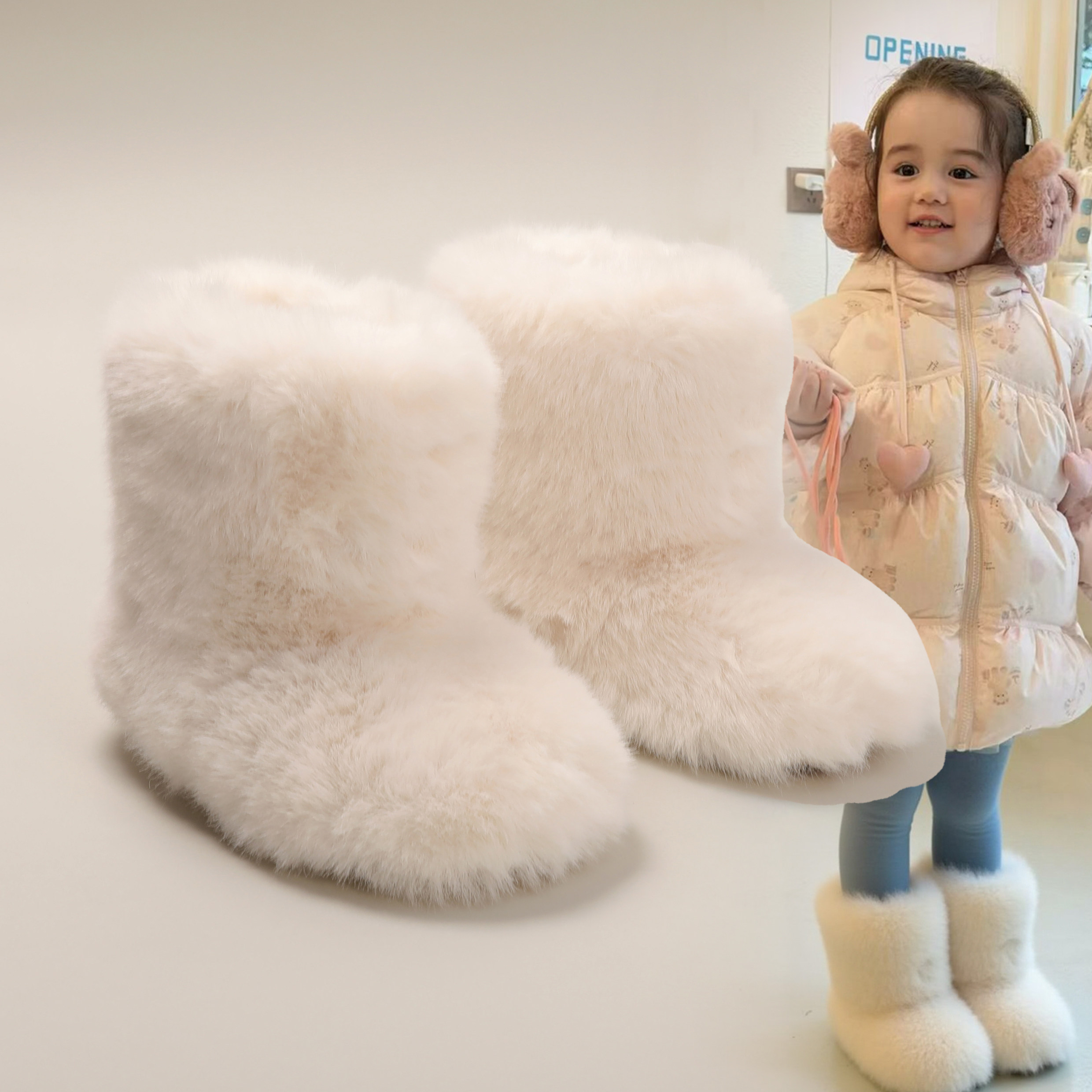 韩版儿童毛毛雪地靴女童2025新款冬季保暖加绒防滑棉靴宝宝毛毛鞋,童鞋/婴儿鞋/亲子鞋,棉靴,淘宝优惠券,粉丝福利购,淘宝优惠卷