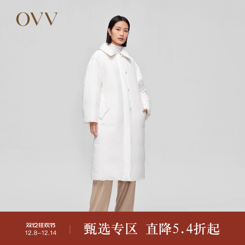 秋冬长款羽绒服OVV翻领