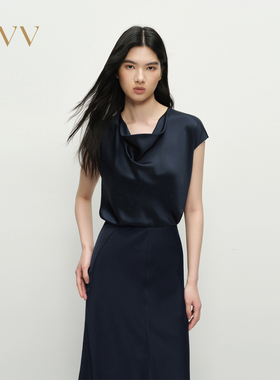 【重磅真丝】OVV2025春夏新款女装20MM缎面绉短袖上衣