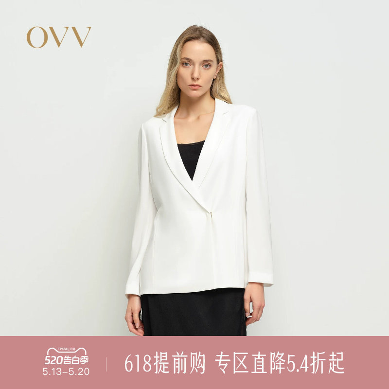 OVV春夏新款女装淡人日本进口弹力针织醋酸面料平驳领西服