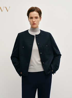 【黄金羊毛】OVV秋冬热卖女装圆领直筒夹克休闲外套