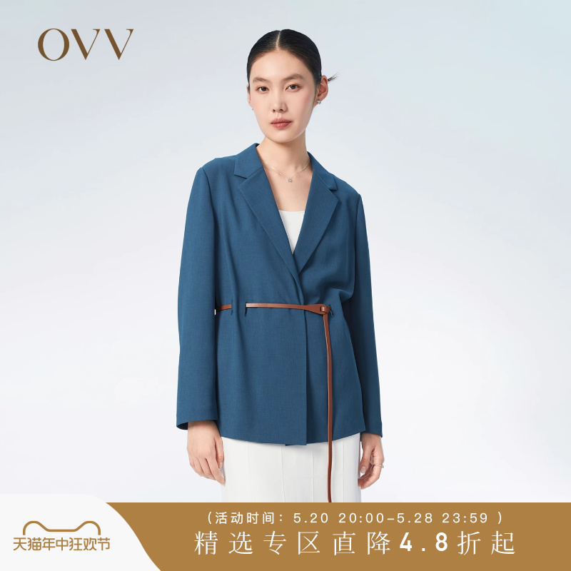 OVV春夏热卖女装舒适垂顺可拆卸腰带休闲时尚西服外套