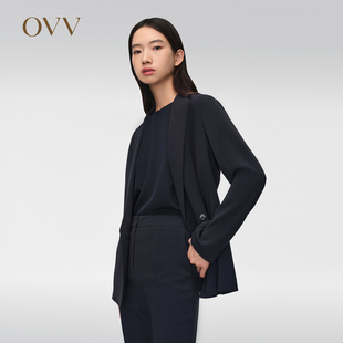 经典 三醋酸简约时尚 女装 OVV2024春夏新款 一粒扣休闲通勤西服