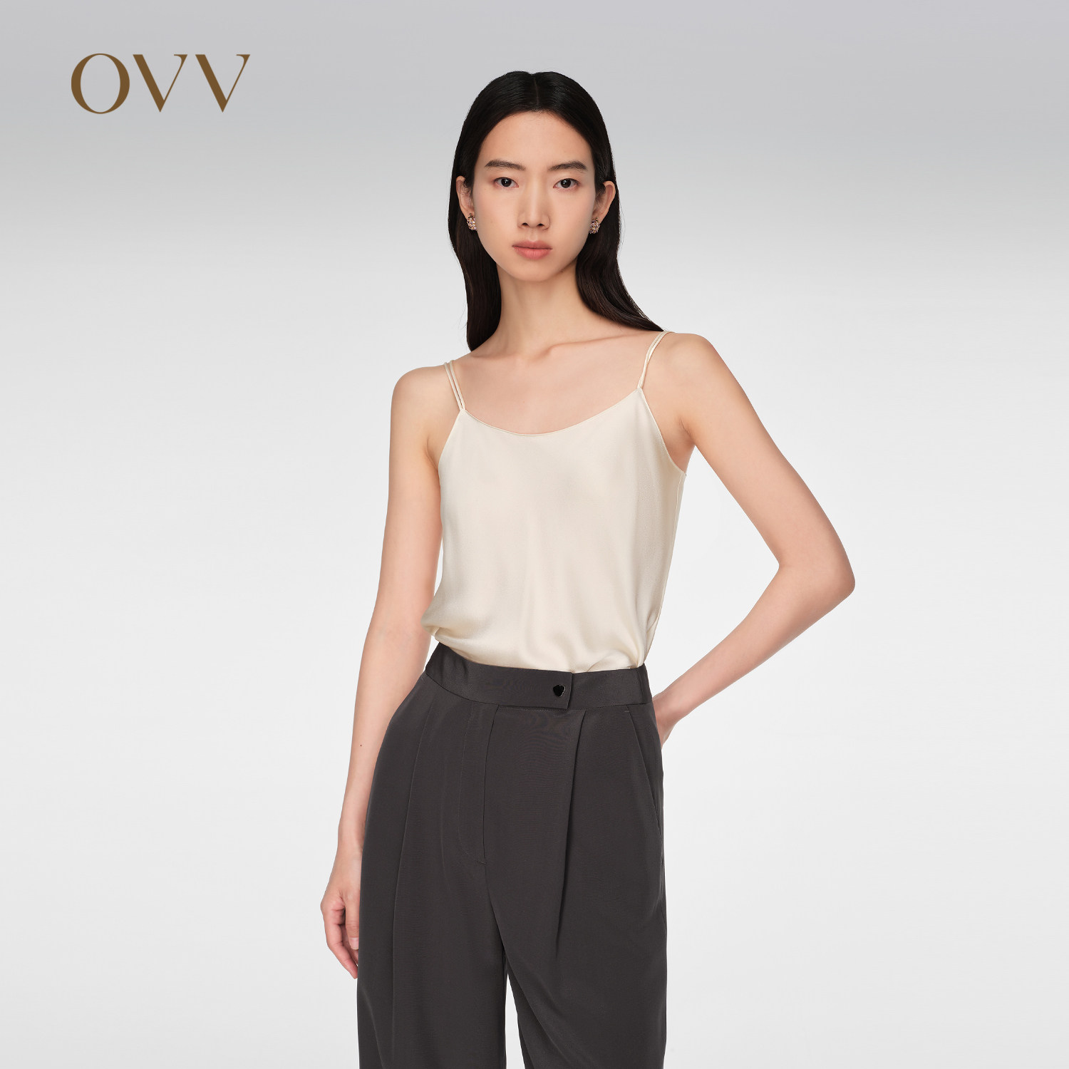 【重磅真丝】OVV春夏热卖女装20MM缎面绉吊带衫