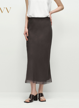 OVV2025春夏新款女装8MM顺纡绉真丝优雅高级半身裙