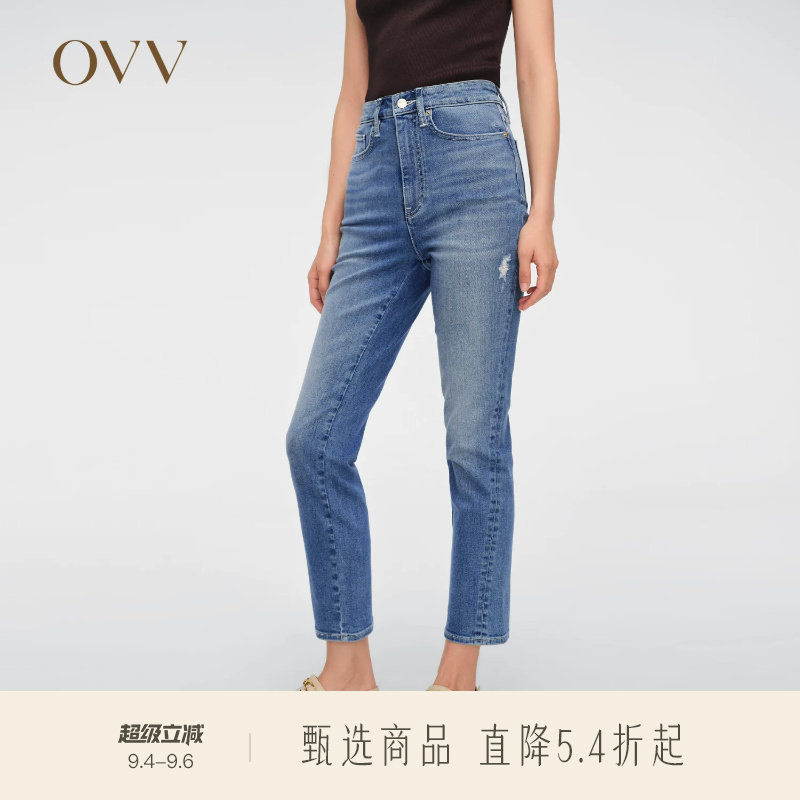 春夏铅笔裤OVV休闲牛仔裤图片