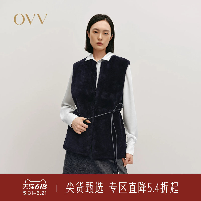 OVV秋冬热卖女装保暖经典高级羊皮皮毛一体马甲背心