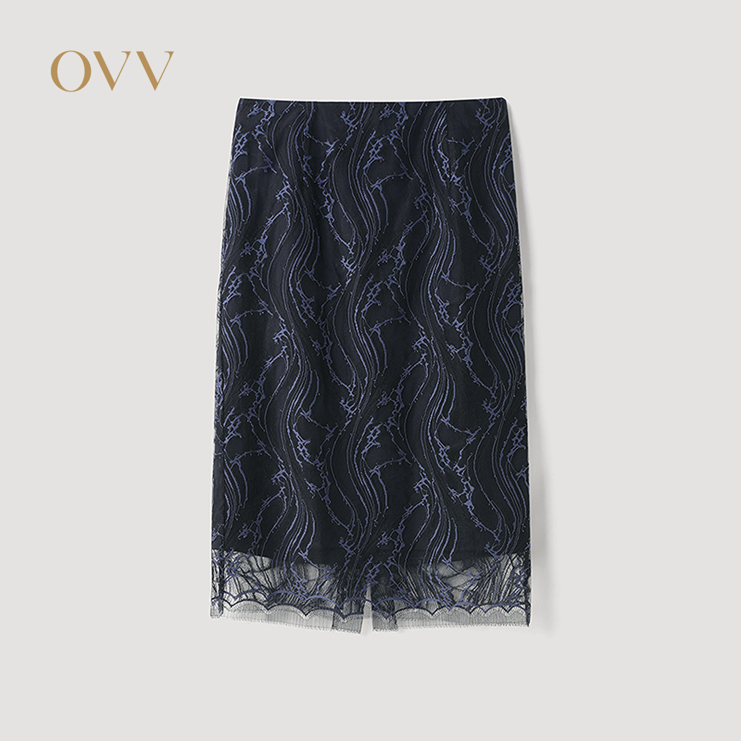 OVV2026春夏新款女装立体花卉蕾丝花纹休闲半身裙