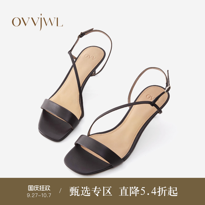 OVV小羊皮细高跟一字带凉鞋