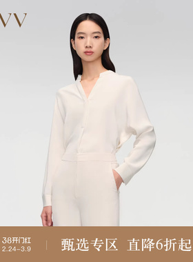 【重磅真丝】OVV春夏热卖女装30MM重绉V领长袖衬衫