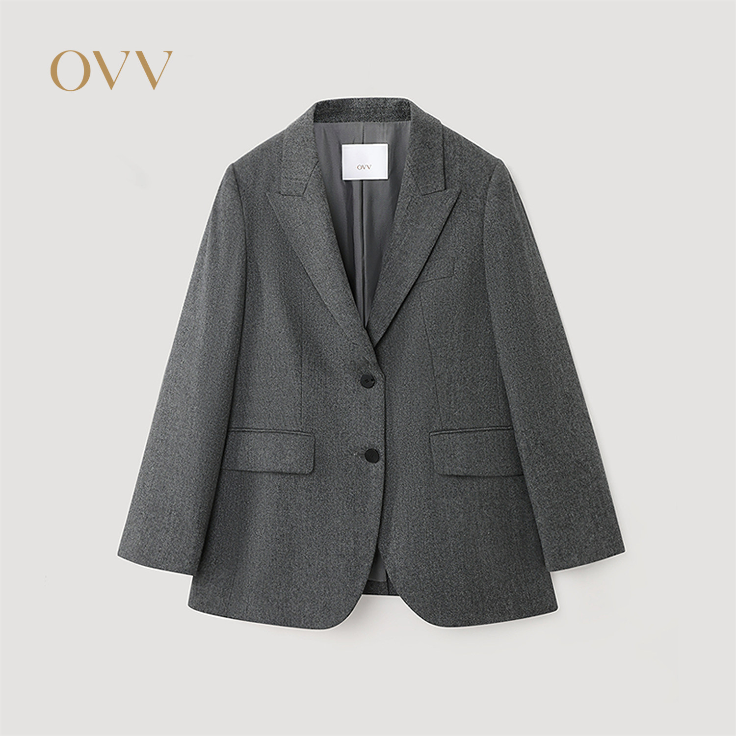 OVV2026秋冬新款女装经典戗驳领两粒扣休闲西服外套