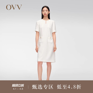 醋酸圆领短袖 连衣裙 女装 OVV春夏热卖 经典 粗花呢