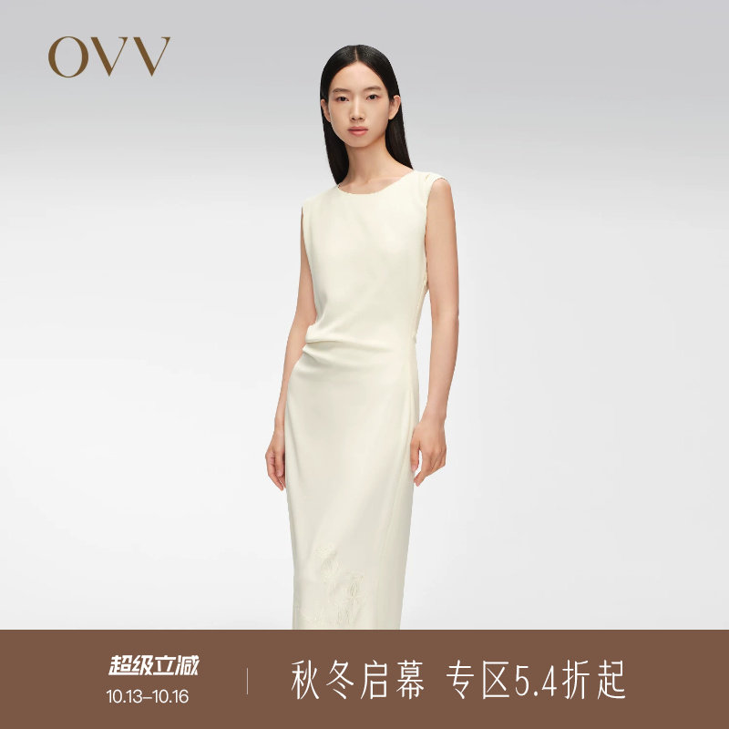 【艺术家联名系列】OVV春夏热卖女装一字领无袖连衣裙