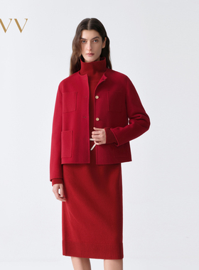 【新年红系列】OVV2026春夏新款女装羊毛休闲夹克正装外套