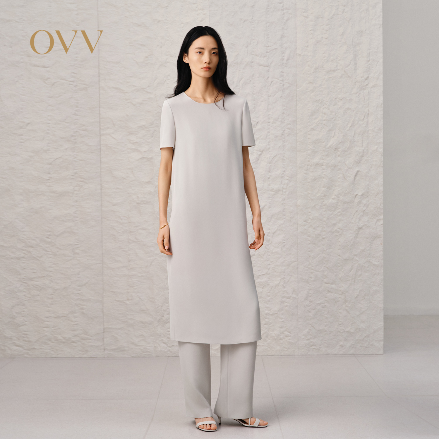 真丝面料 弹力重绉 直筒版型