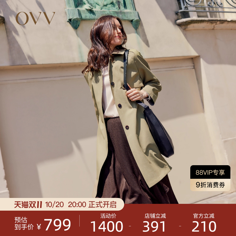 秋冬风衣OVV针织羊毛温柔翻领