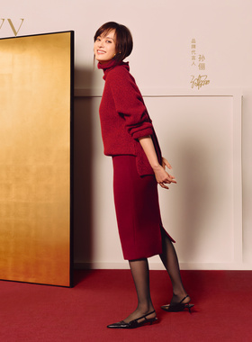 【孙俪同款】OVV2025春夏新款女装淡人直筒保暖羊毛半身裙