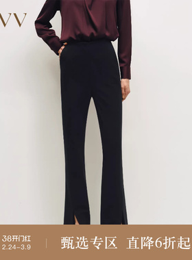 OVV秋冬热卖女装时髦大方开衩微喇叭裤休闲拖地长裤