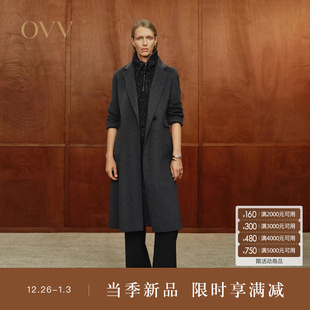 保暖羊绒大衣 复古平驳领简约时尚 OVV秋冬热卖 女装