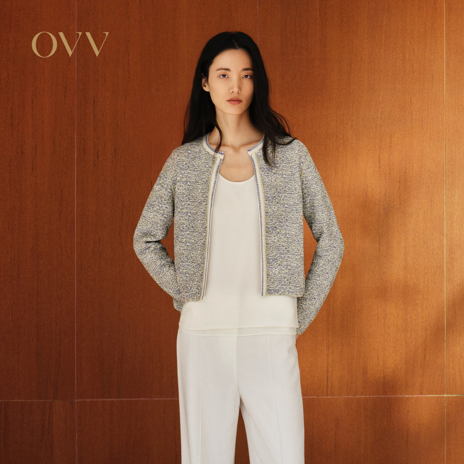 【经典粗花呢】OVV2025春夏新款女装淡人精致圆领针织开衫外套,女装/女士精品,毛针织衫,淘宝优惠券,粉丝福利购,淘宝优惠卷