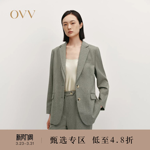休闲羊毛西服外套 不对称平驳领修身 OVV秋冬热卖 女装