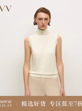 【黄金羊毛】OVV秋冬热卖女装基础简约高领无袖针织背心