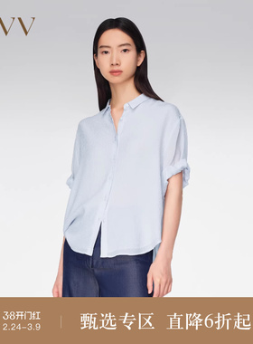 【重磅真丝】OVV春夏热卖女装肌理感泡泡绉落肩短袖衬衫