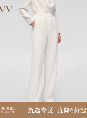 【孙俪同款】OVV春夏热卖女装进口三醋酸松紧腰直筒西裤