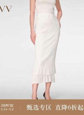 OVV春夏热卖女装舒适棉质修身双层鱼尾针织半身裙