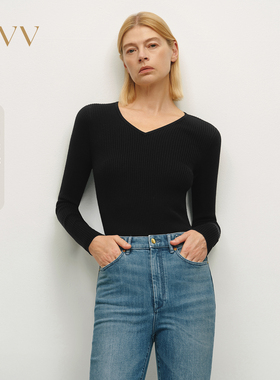 OVV春夏热卖女装基础无缝修身弹力V领长袖针织衫