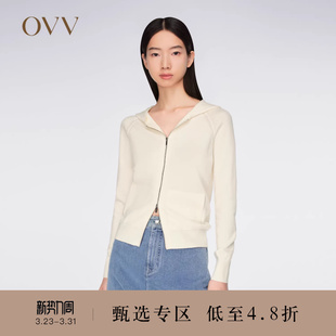 休闲连帽针织开衫 女装 OVV春夏热卖 外套 黄金羊毛
