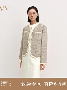 【经典粗花呢】OVV秋冬热卖女装V领保暖休闲羽绒外套