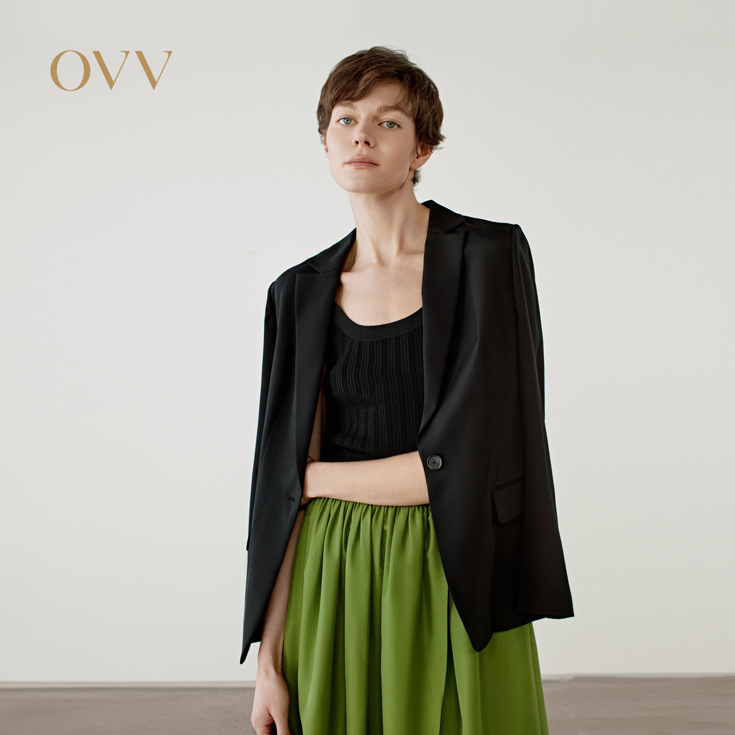 【重磅真丝】OVV2025春夏新款女装淡人22MM弹力重绉修身西