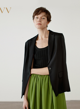 【重磅真丝】OVV2025春夏新款女装淡人22MM弹力重绉修身西服